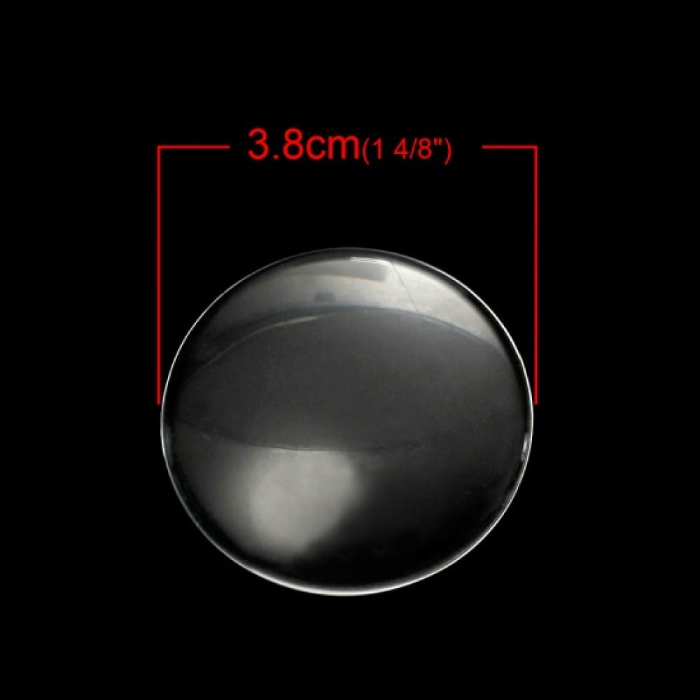 Cabochon Round 38 mm i klart glas