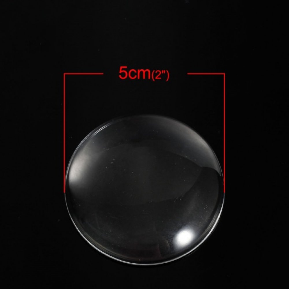 Cabochon Rond 50 mm en verre transparent