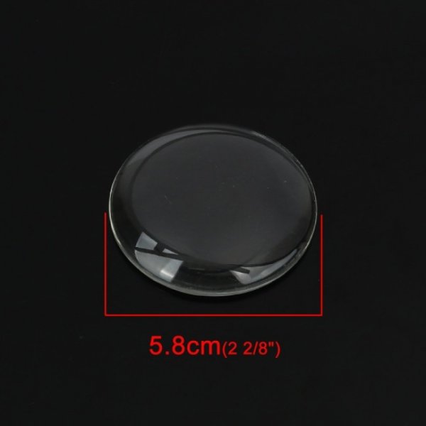 Cabochon Round 58 mm i klart glas