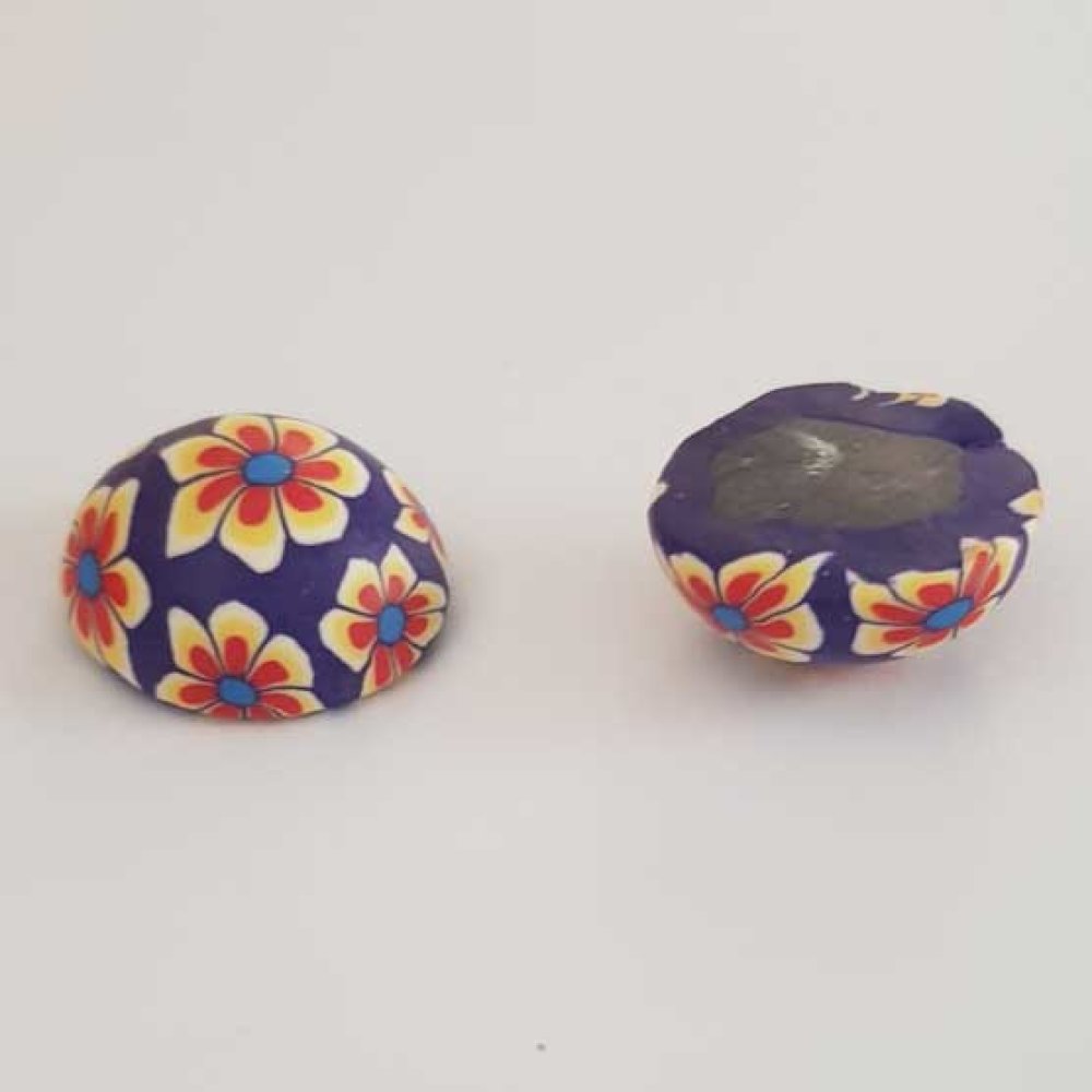 Cabochon pâte polymère 20 mm Fleur Violet N°04