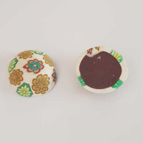 Cabochon p&acirc;te polym&egrave;re 20 mm Fleur Blanc N&deg;02