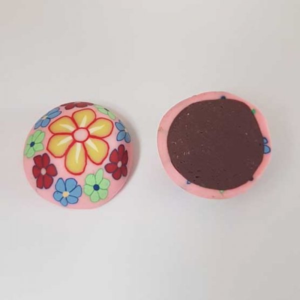 Cabochon p&acirc;te polym&egrave;re 20 mm Fleur Rose N&deg;03