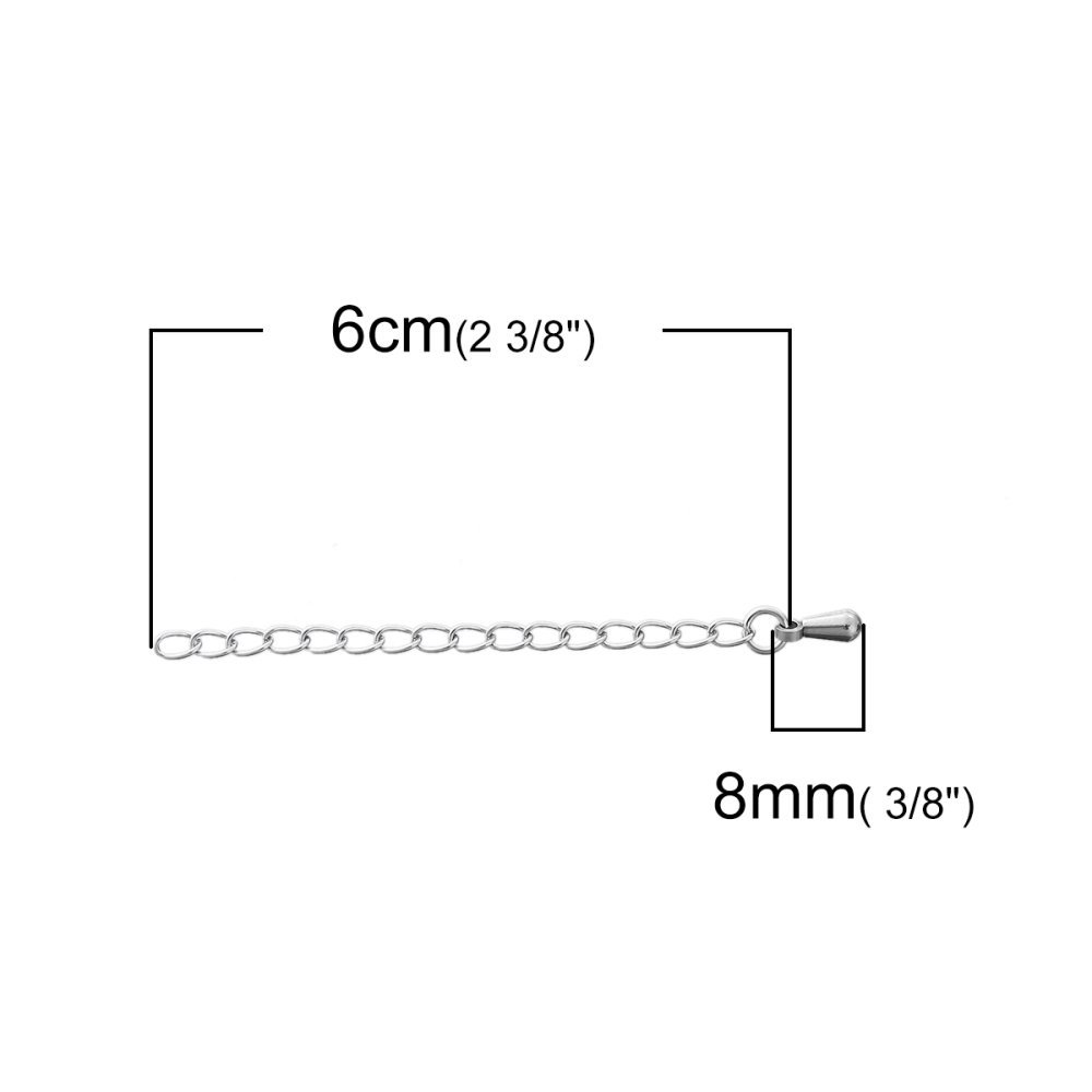 Rustfrit stål halskæde forlængelse kæde 6 cm N°01