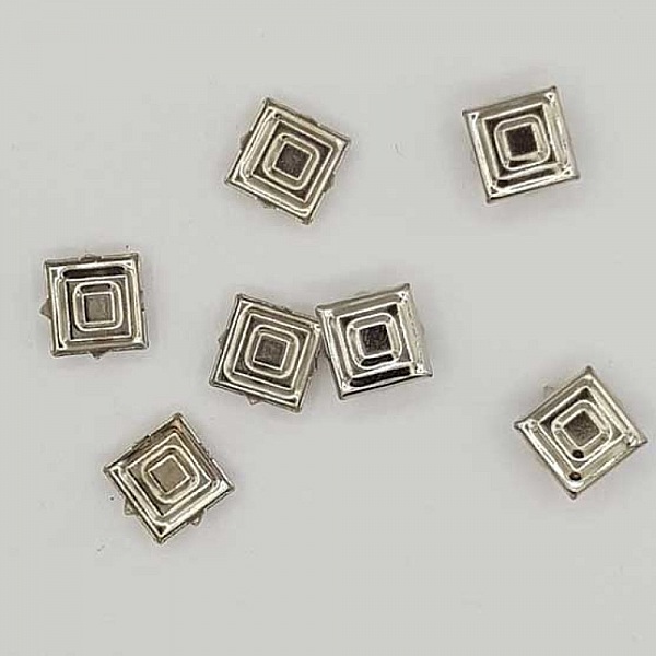 Clous rivet &agrave; griffes Carr&eacute; 09 mm Argent 20 pi&egrave;ces