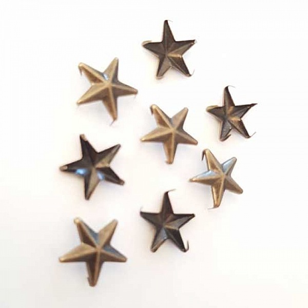 Clous rivet &agrave; griffes Etoile 14 mm Bronze x 10 pi&egrave;ces