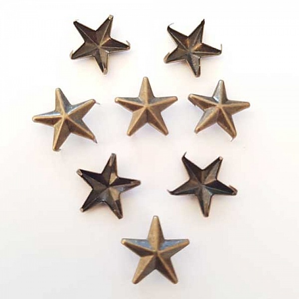Clous rivet &agrave; griffes Etoile 14 mm Bronze x 10 pi&egrave;ces