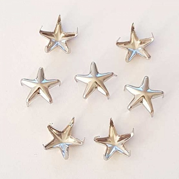 Clous rivet &agrave; griffes Etoile 15 mm Argent 10 pi&egrave;ces