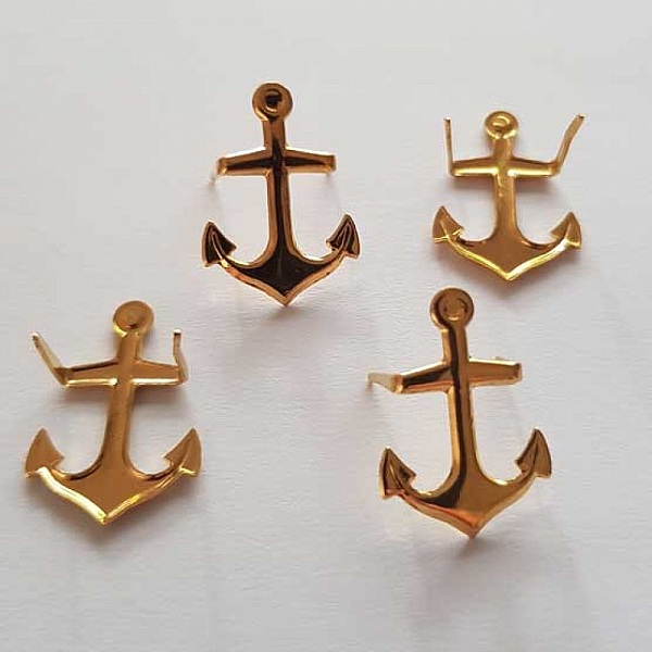 Clous rivet &agrave; griffes Ancre 21 mm Dor&eacute; 10 pi&egrave;ces