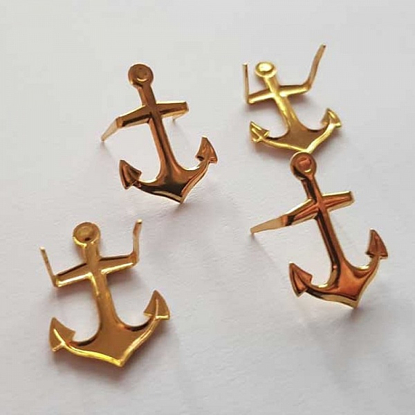 Clous rivet &agrave; griffes Ancre 21 mm Dor&eacute; 10 pi&egrave;ces