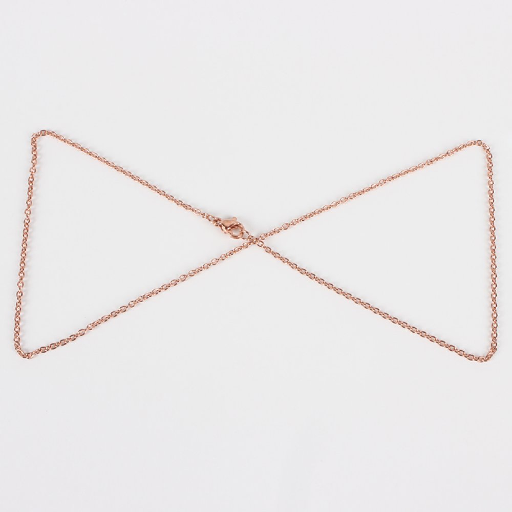 Halskæde N°15 i rustfrit stål 45 cm (18,5") Rosa guld
