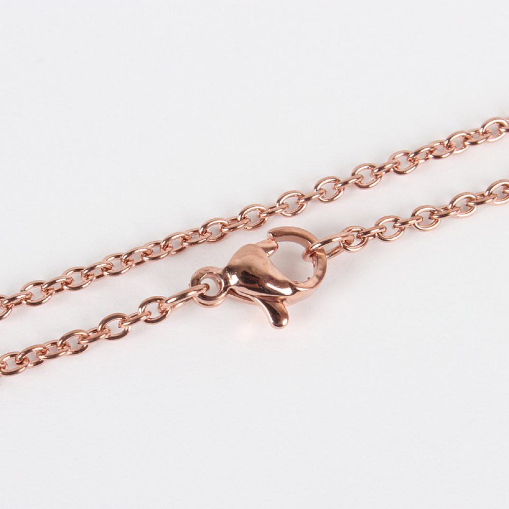 Halskæde N°15 i rustfrit stål 45 cm (18,5") Rosa guld