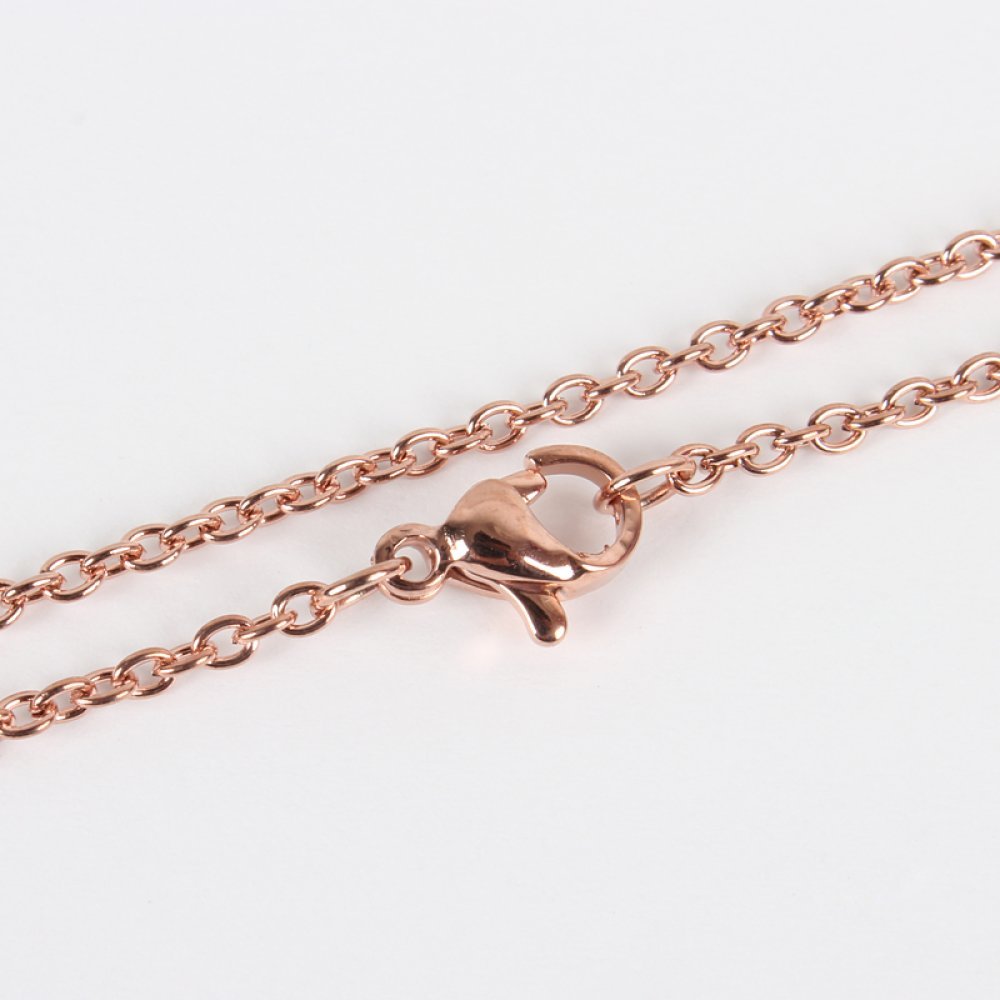 Halskæde N°15 i rustfrit stål 45 cm (18,5") Rosa guld
