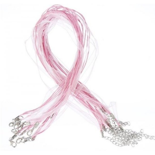 Halsk&aelig;de med organzab&aring;nd N&deg;03 og voksbehandlet snor