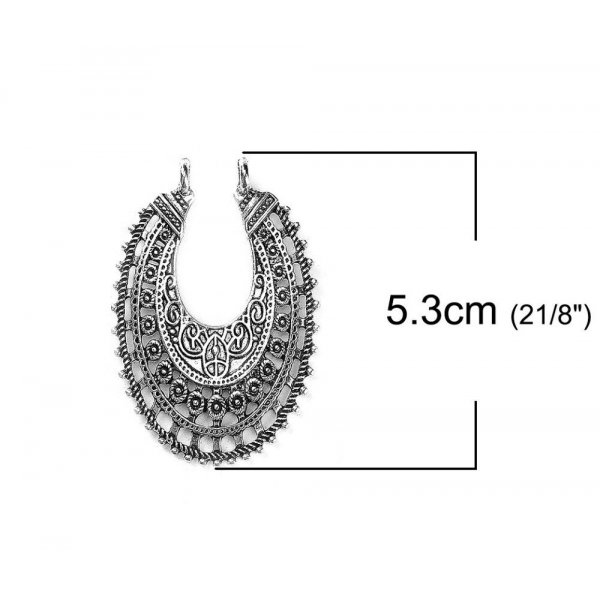 Tilslutningsdele N&deg;01 Oval S&oslash;lv Hollow Flowers