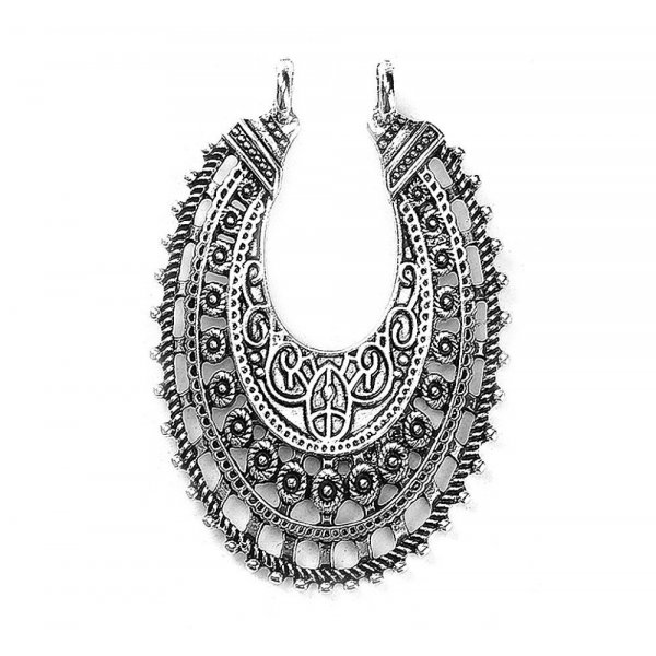 Tilslutningsdele N&deg;01 Oval S&oslash;lv Hollow Flowers