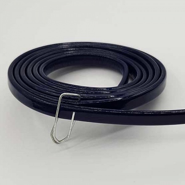 Cordon vernis plat 06 mm bleu marine x 10 cm