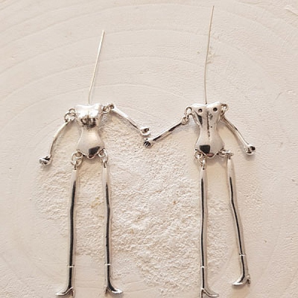 Dukkekrop i metal, s&oslash;lvfarvet 9 cm