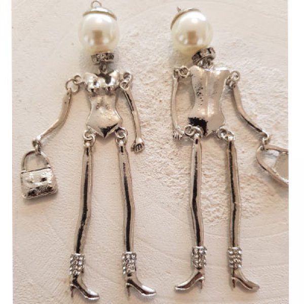 Dukkekrop i s&oslash;lvmetal med rhinsten 10 cm