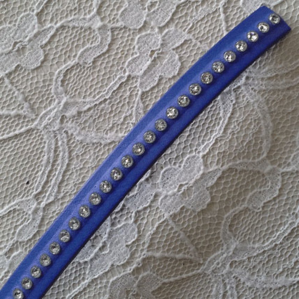 Læder B-Cobalt 10 mm Swarovski Strass pr. 20 cm