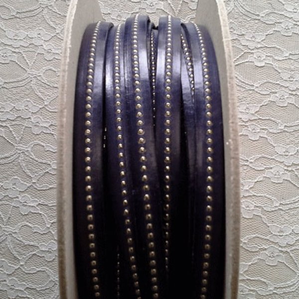 10 mm Dark Cobalt Ball Leather med nikkelfri k&aelig;de pr. 20 cm