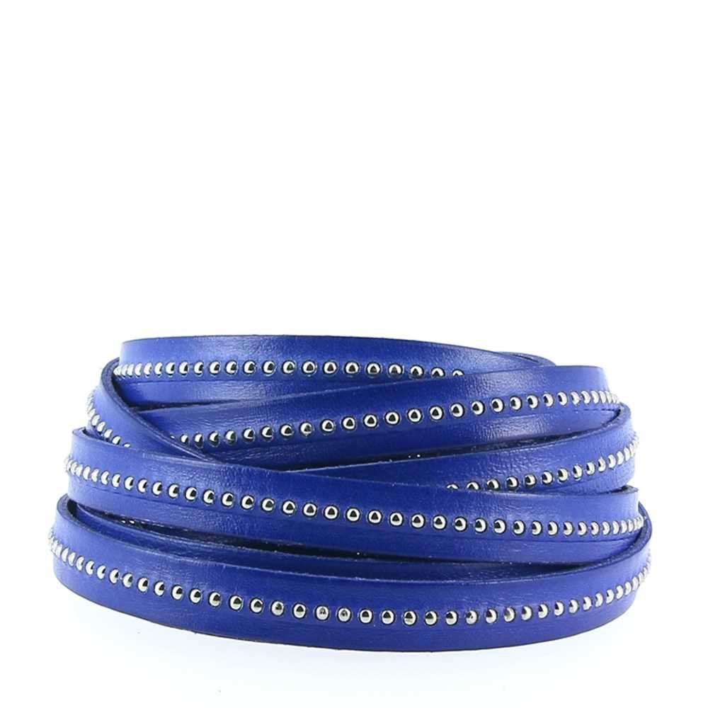 Læder Cobalt Ball 10 mm med nikkelfri kuglekæde pr. 20 cm