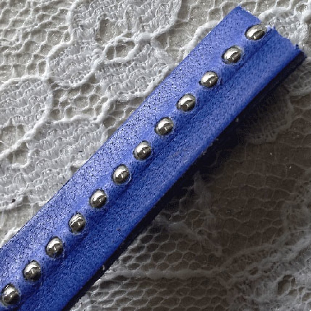 Læder Cobalt Ball 10 mm med nikkelfri kuglekæde pr. 20 cm