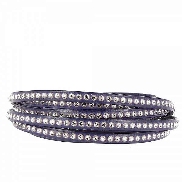 M&oslash;rk kobolt l&aelig;der 06 mm Swarovski Strass pr. 20 cm