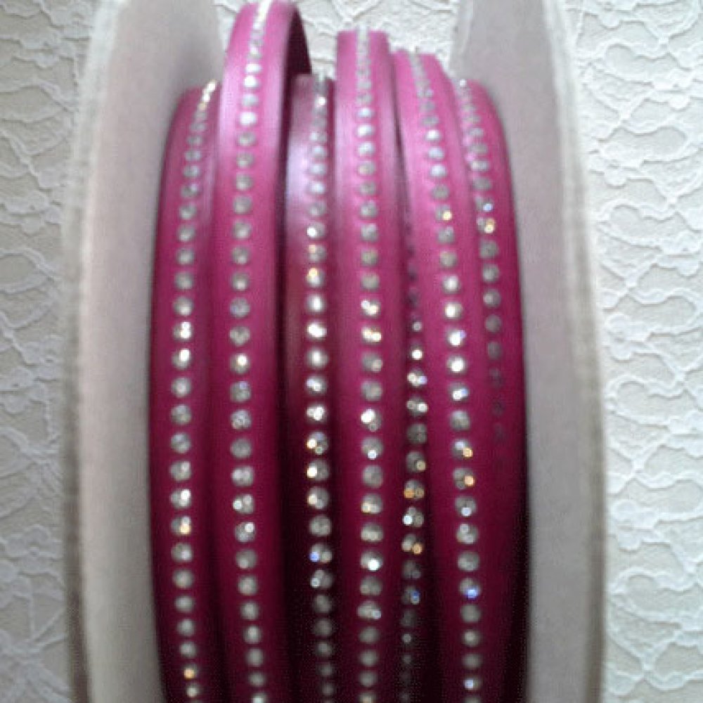 Læder DD-Fuxia 10 mm Swarovski Strass pr. 20 cm