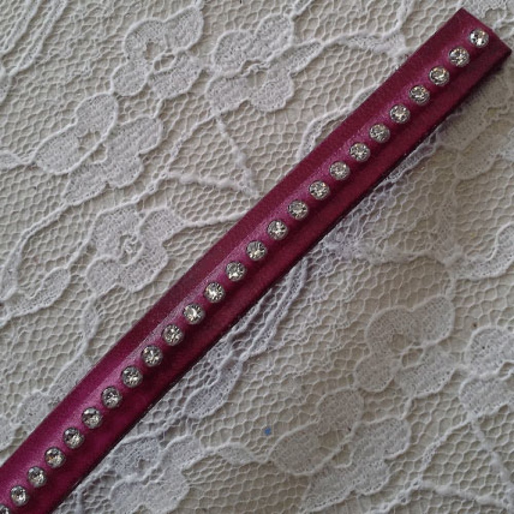 Læder DD-Fuxia 10 mm Swarovski Strass pr. 20 cm