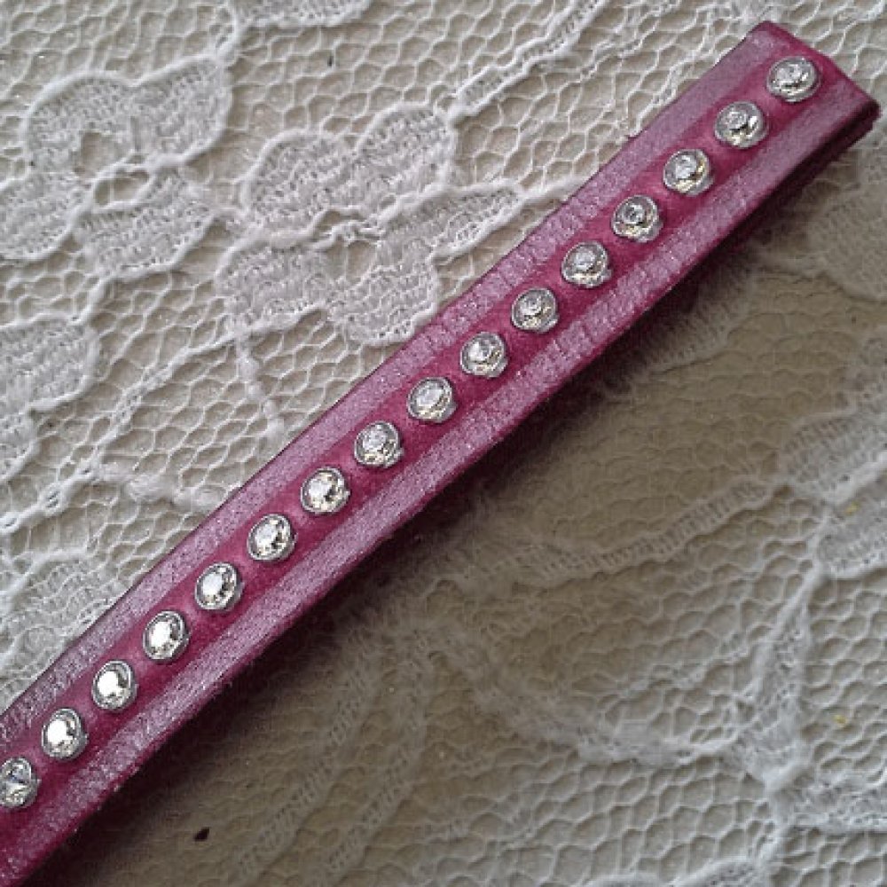 Læder DD-Fuxia 10 mm Swarovski Strass pr. 20 cm