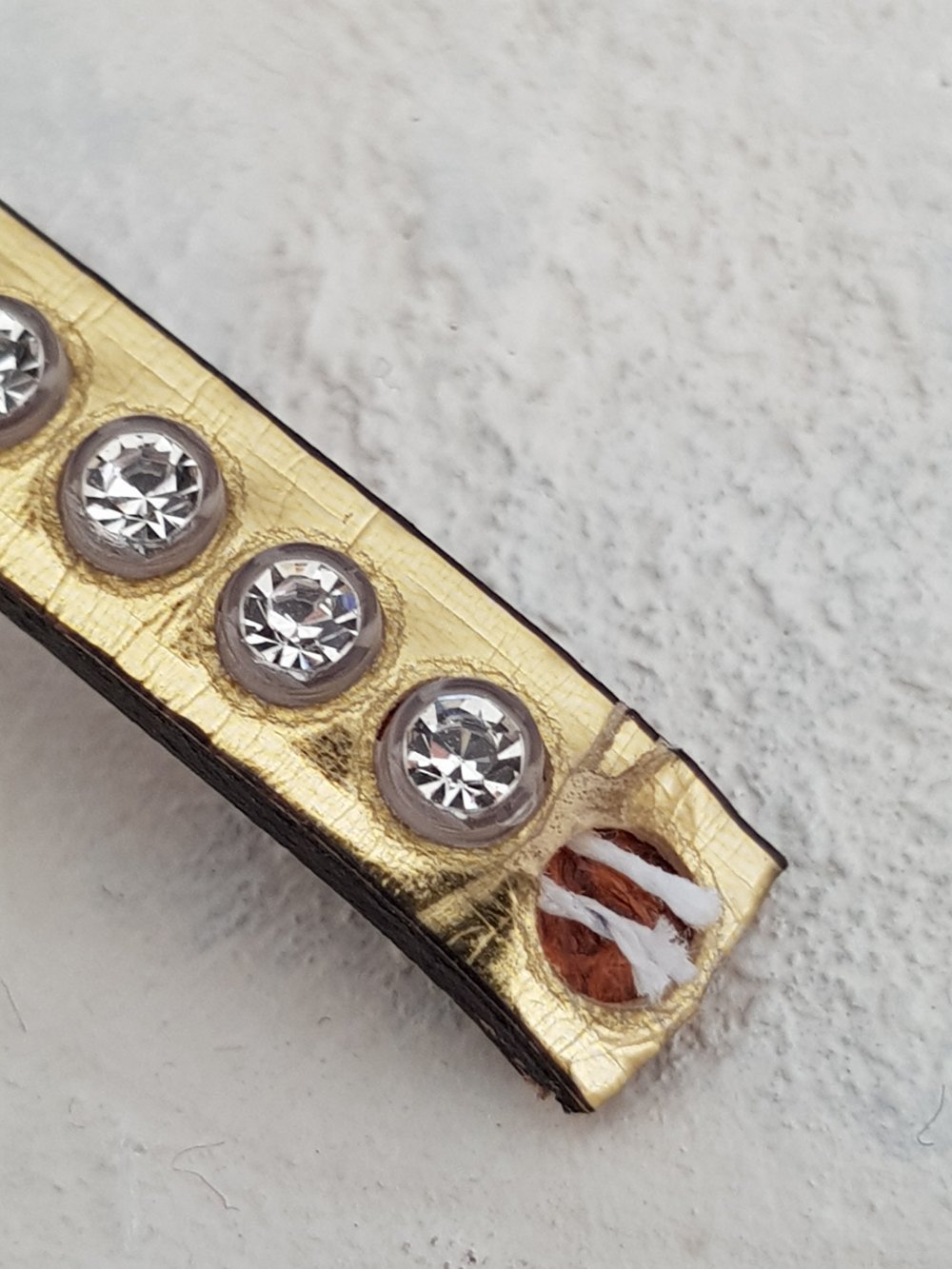 Guldspejl L&aelig;der 06 mm Swarovski Strass pr. 20 cm