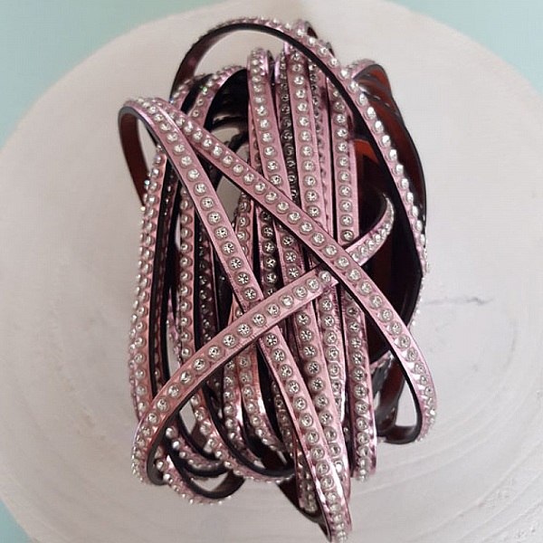 L&aelig;der spejl Pink Metal 06 mm Swarovski Strass pr. 20 cm