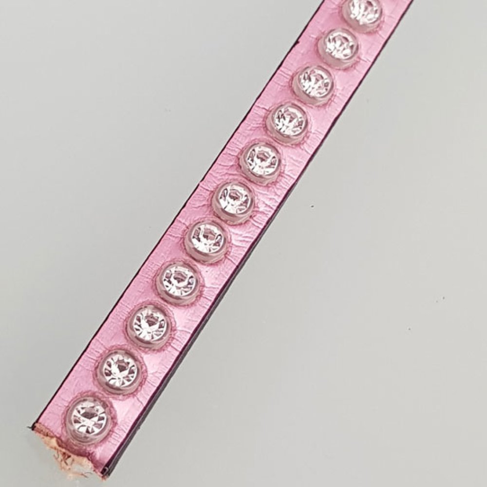 Læder spejl Pink Metal 06 mm Swarovski Strass pr. 20 cm