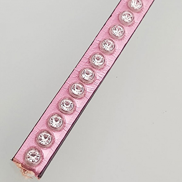 L&aelig;der spejl Pink Metal 06 mm Swarovski Strass pr. 20 cm