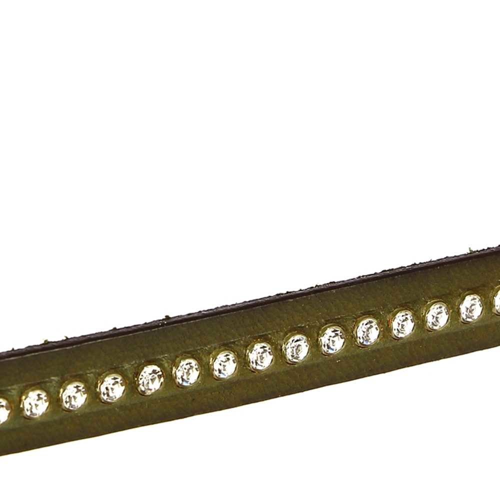 Militærgrønt læder 10 mm Swarovski Strass pr. 20 cm