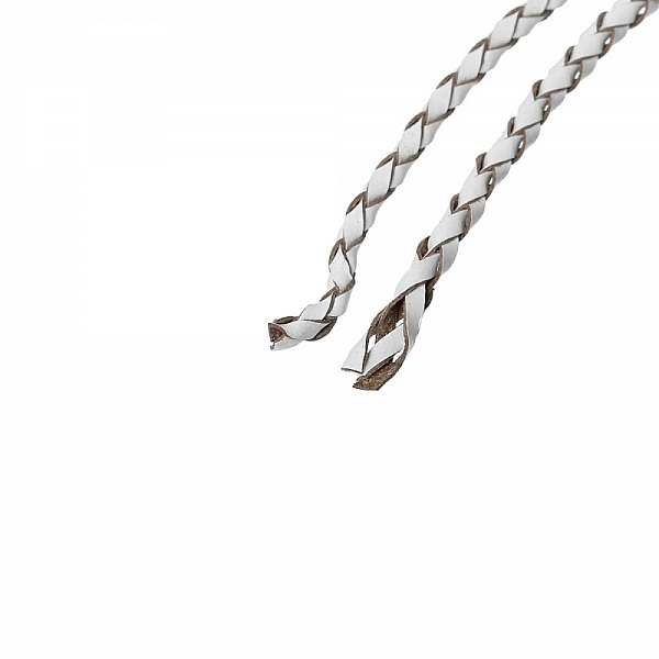 Cuir rond tress&eacute; Blanc 03 mm x 2 m&egrave;tres