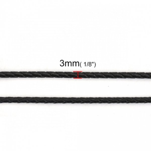 Cuir rond tress&eacute; Noir 03 mm x 5 m&egrave;tres