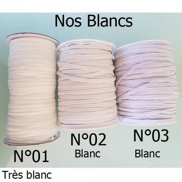 Flad elastik 5 mm hvid N&deg;03 X 10 meter