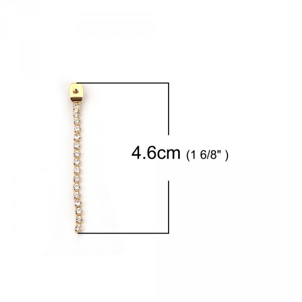 Embout de Boucles d'Oreilles N&deg;02 en Cuivre Plaqu&eacute; Or V&eacute;ritable &agrave; Strass Transparent