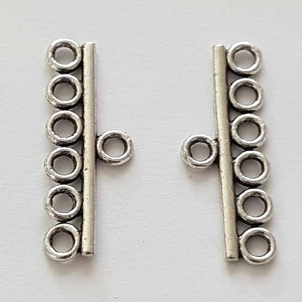 Embout fermoir multi rangs 6 trous Argent N&deg;04