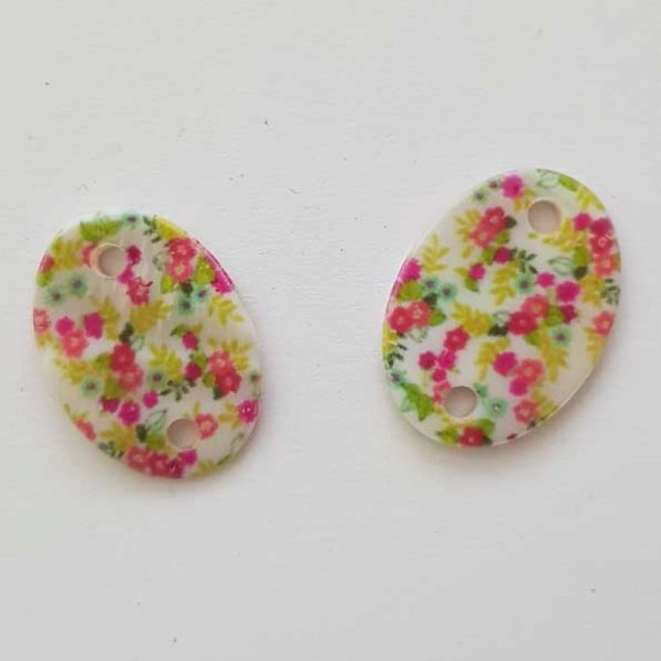 Entre deux fantaisie Ovale &agrave; fleurs 20x14 mm N&deg;08