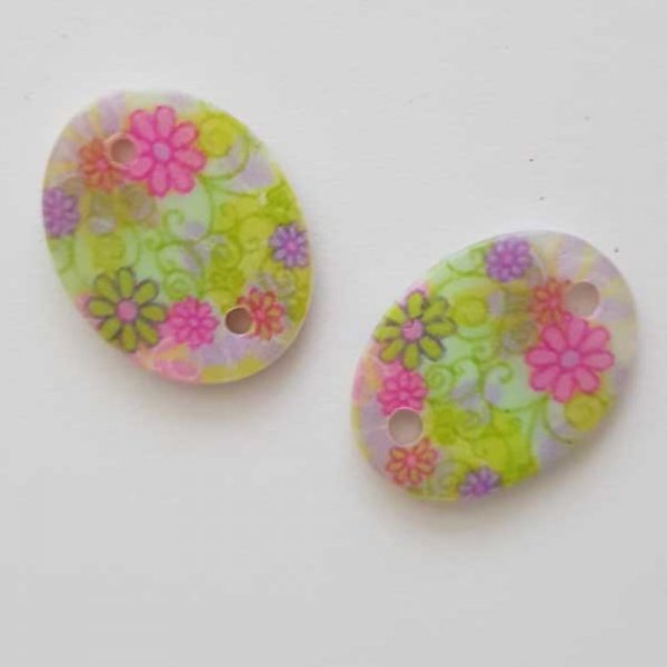Entre deux fantaisie Ovale &agrave; fleurs 20x14 mm N&deg;10