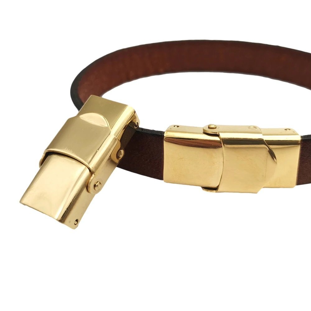 Læderlås 10 mm bred Guld