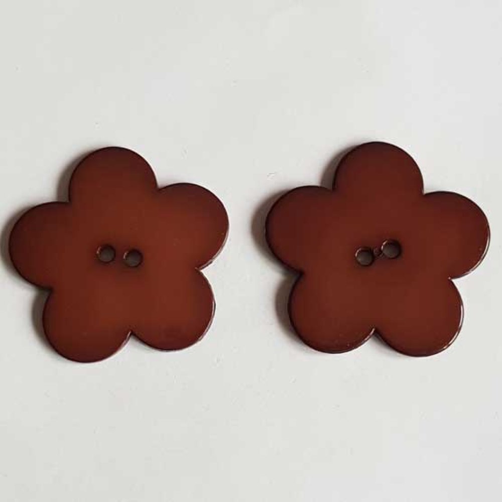 Fleur Big Pop résine 58mm 2 trous Marron Foncé