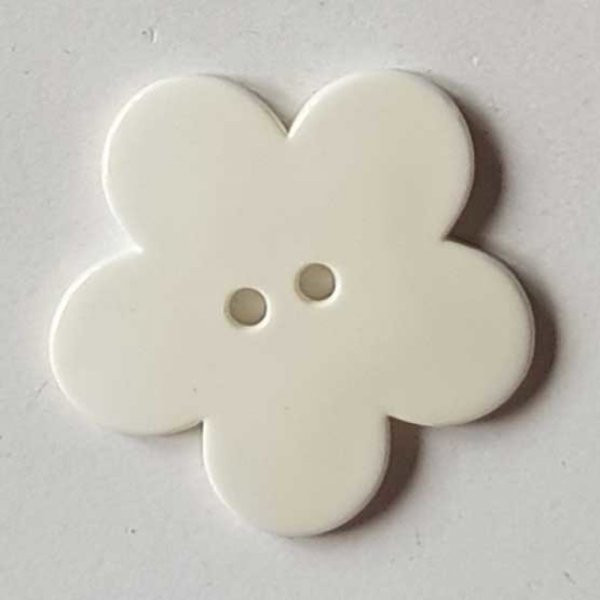 Fleur Big Pop r&eacute;sine 38mm 2 trous Blanc
