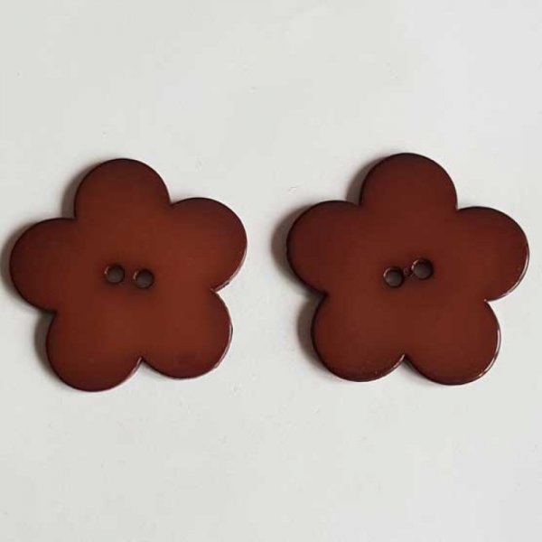 Fleur Big Pop r&eacute;sine 38mm 2 trous Marron Fonc&eacute;