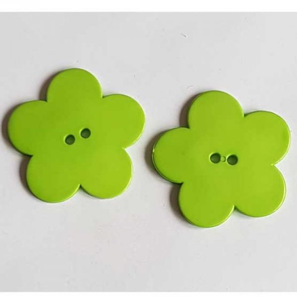 Fleur Big Pop r&eacute;sine 38mm 2 trous Vert Clair