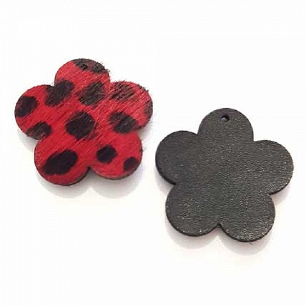 R&oslash;d blomst pelskl&aelig;dt 30x30mm x 1