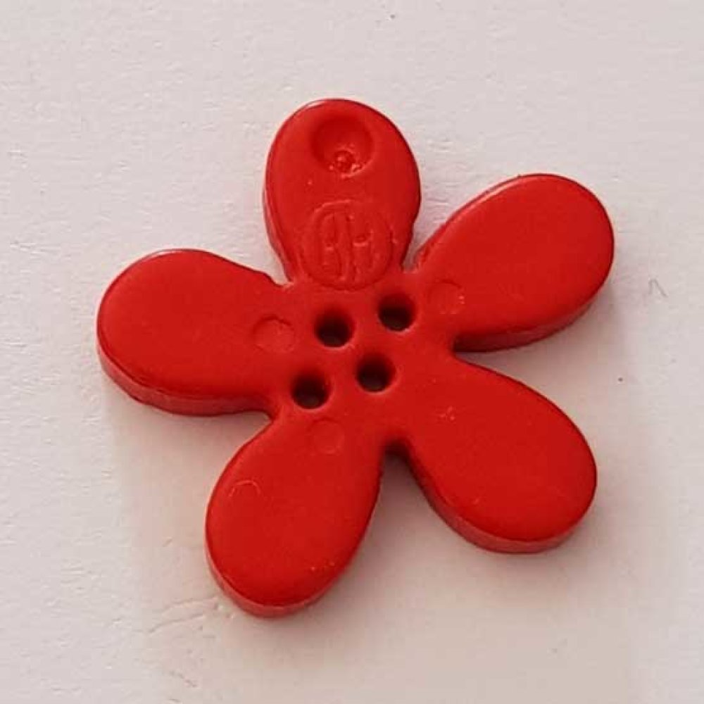 Fleur Orchidée résine 4 trous 20 x 3 mm Rouge