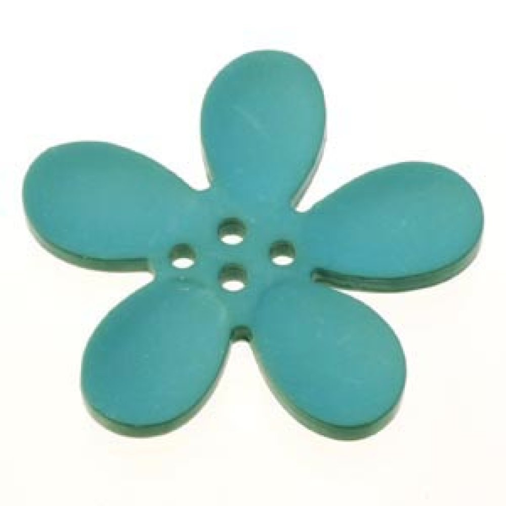 Fleur Orchidée résine 4 trous 30 x 3 mm Turquoise Clair